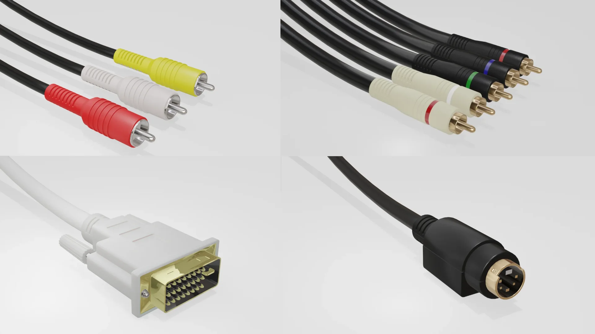 Standard cables ending types for illustrations purposes in an ebook