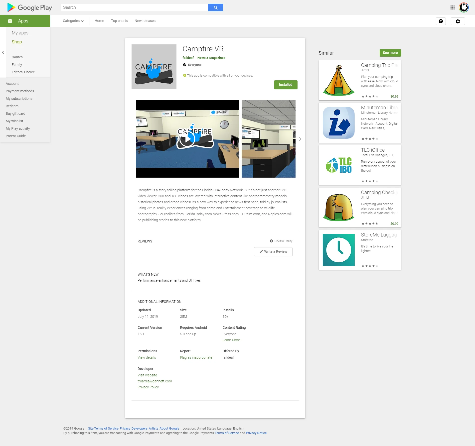 Campfire was in the Google Play Store